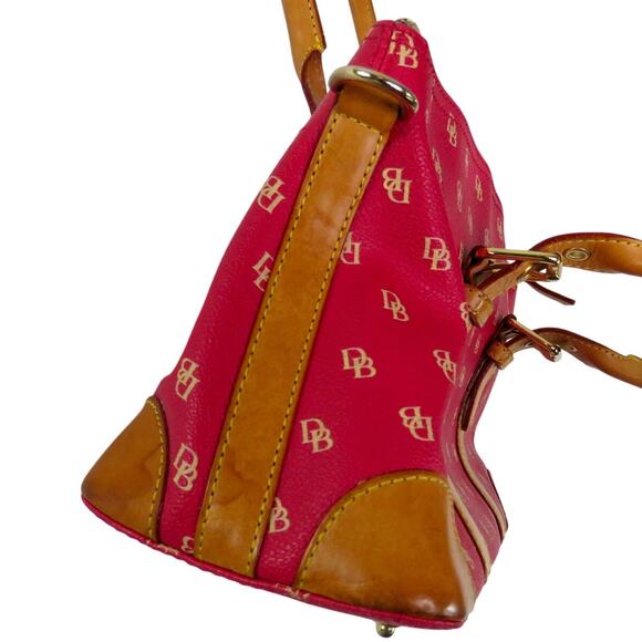 Vintage Dooney & Bourke Berry Pink Leather Domed Satchel Shoulder Bag Purse - Picture 8 of 12